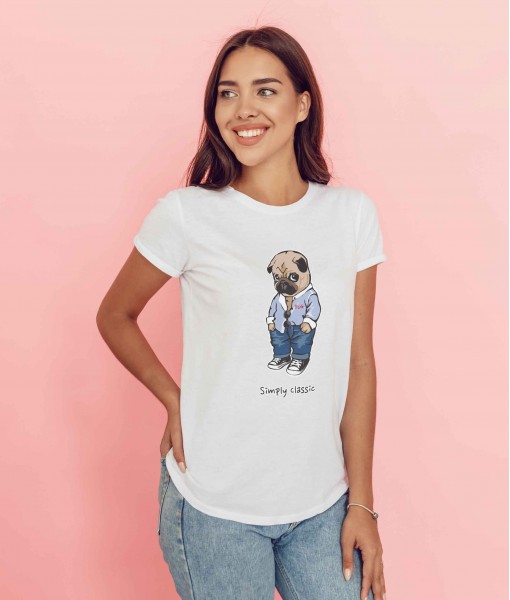 Дамска тениска с щампа Арт Simply classic fashion dog